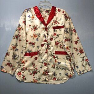 Kathryn Satin Floral Pajama Top Sleep Shirt